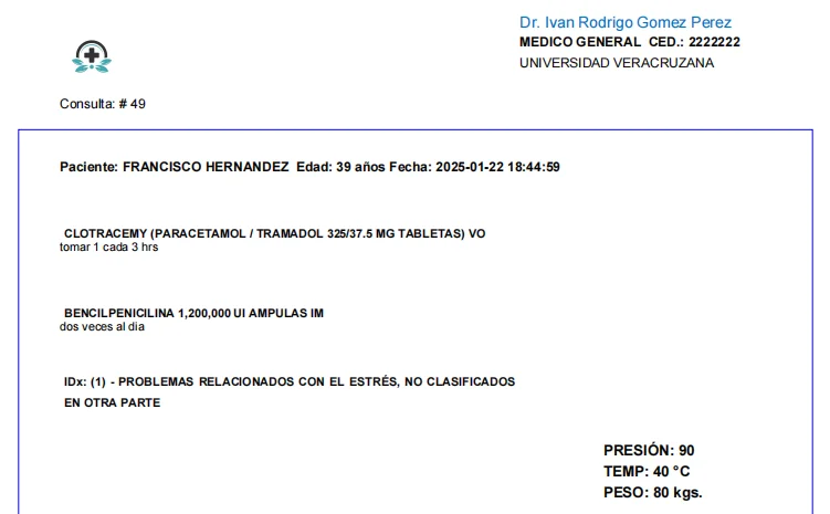 Interfaz de QryMedica